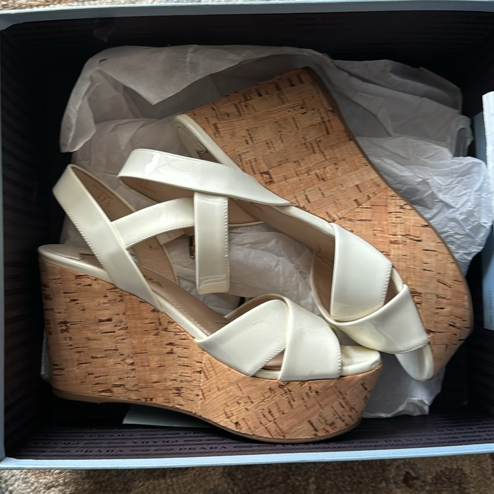 Prada Patent Leather Cork Wedges